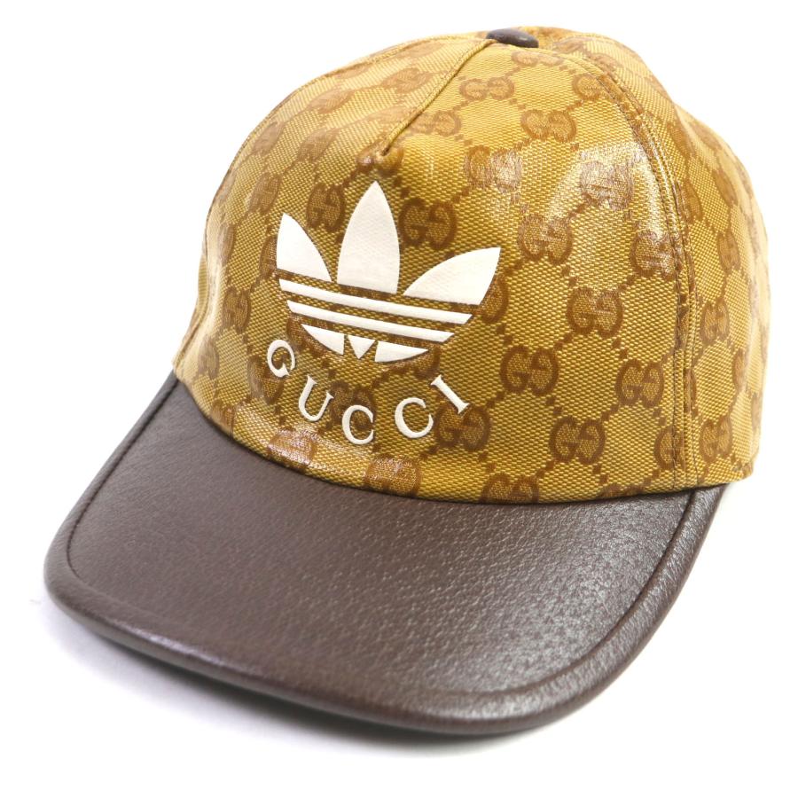 GUCCI 美品▽グッチ adidas アディダス 696475 GG柄 ベースボール 