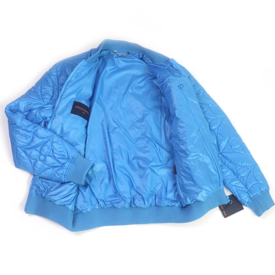 未使用品□ルイヴィトン 21AW 1A9FOC LVステープルズエディション モノグラムフラワー キルテッドブルゾン ブルー 46 フランス製 正規品の画像