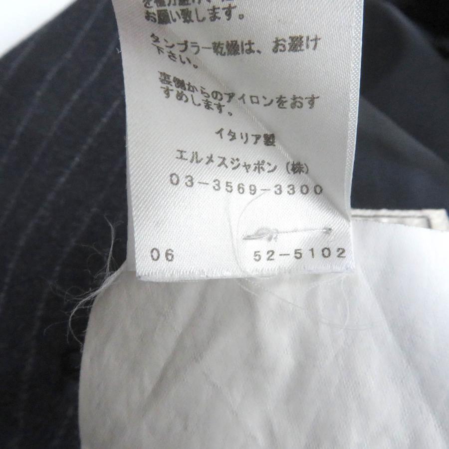 HERMES 美品□HERMES エルメス ウール100% ストライプ柄 ダブル HERMES 美品□HERMES エルメス ウール100% ストライプ柄 ダブル