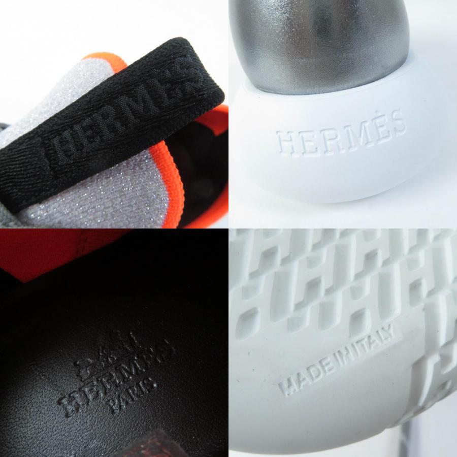 極美品☆HERMES エルメス DUEL デュエル ロゴ入り ローカットスニーカー シューズ シルバー 35.5 保存袋付き イタリア製 レディース HERMES（エルメス） 極美品☆HERMES DUEL デュエル ロゴ入り