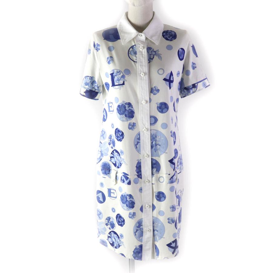 極美品☆LEONARD SPORT レオナールスポーツ ロゴボタン付 花柄 半袖