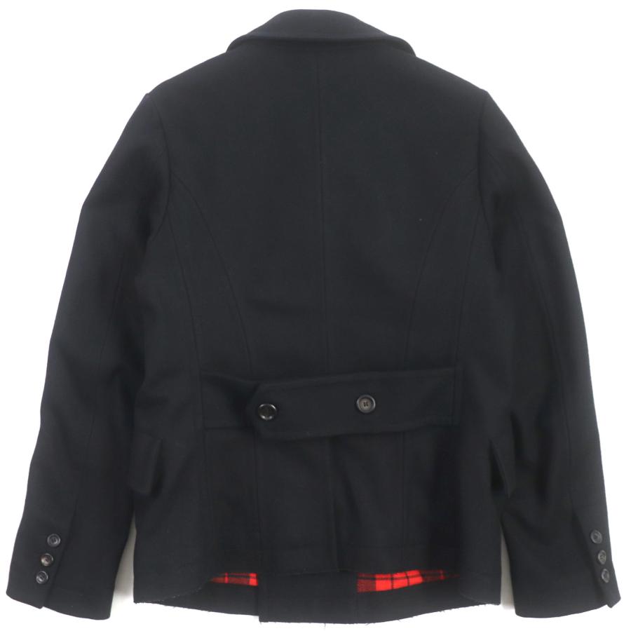 ☆美品☆ドルチェ＆ガッバーナ ピーコート チェック ダブルブレストS 美品▽ドルチェ＆ガッバーナ ウール 黒タグ 裏地チェック柄 ダブル