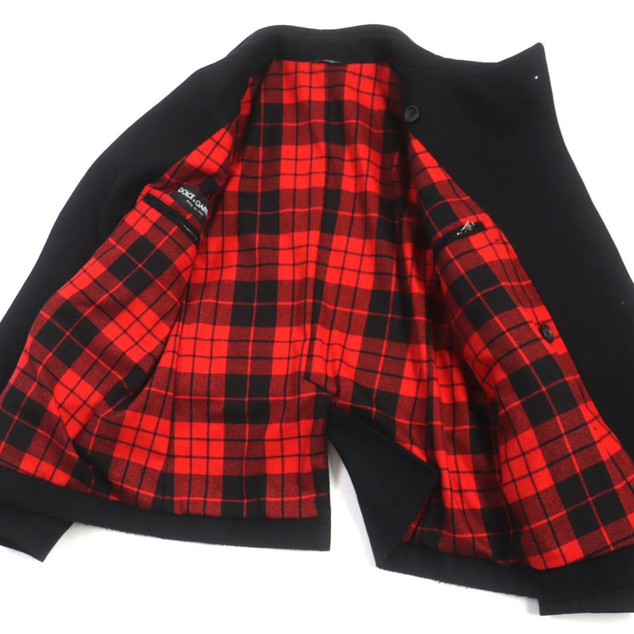 ☆美品☆ドルチェ＆ガッバーナ ピーコート チェック ダブルブレストS 美品▽ドルチェ＆ガッバーナ ウール 黒タグ 裏地チェック柄 ダブル