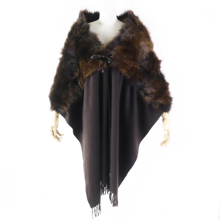良品◎FENDI フェンディ カシミヤ100％ ラクーンファー キャンディー 