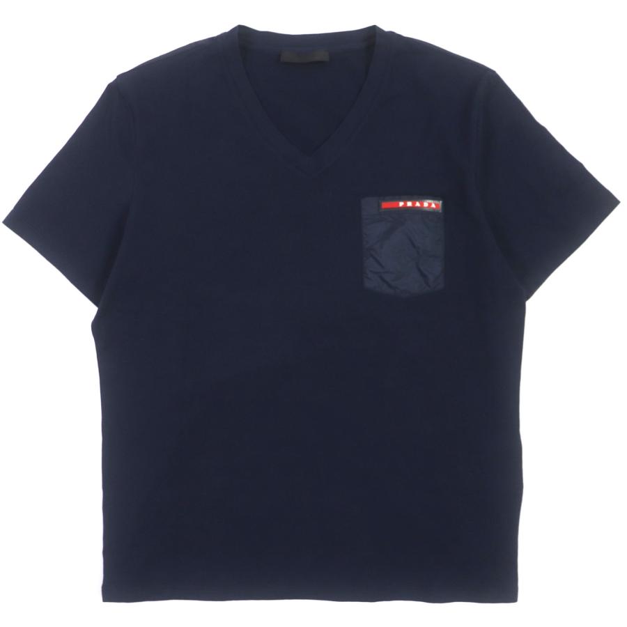 美品▽PRADA プラダ SJM994 コットン ロゴテープ・胸ナイロンポケット 