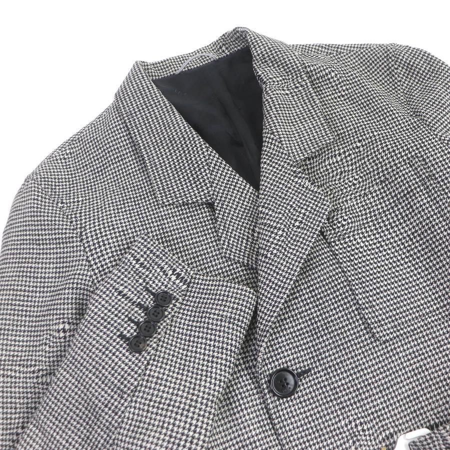 良品□DIOR ディオール オム 933C307A4602 ウール 千鳥格子柄 ベルト付き ロング チェスターコート ブラック系 44 イタリア製 正規品の画像