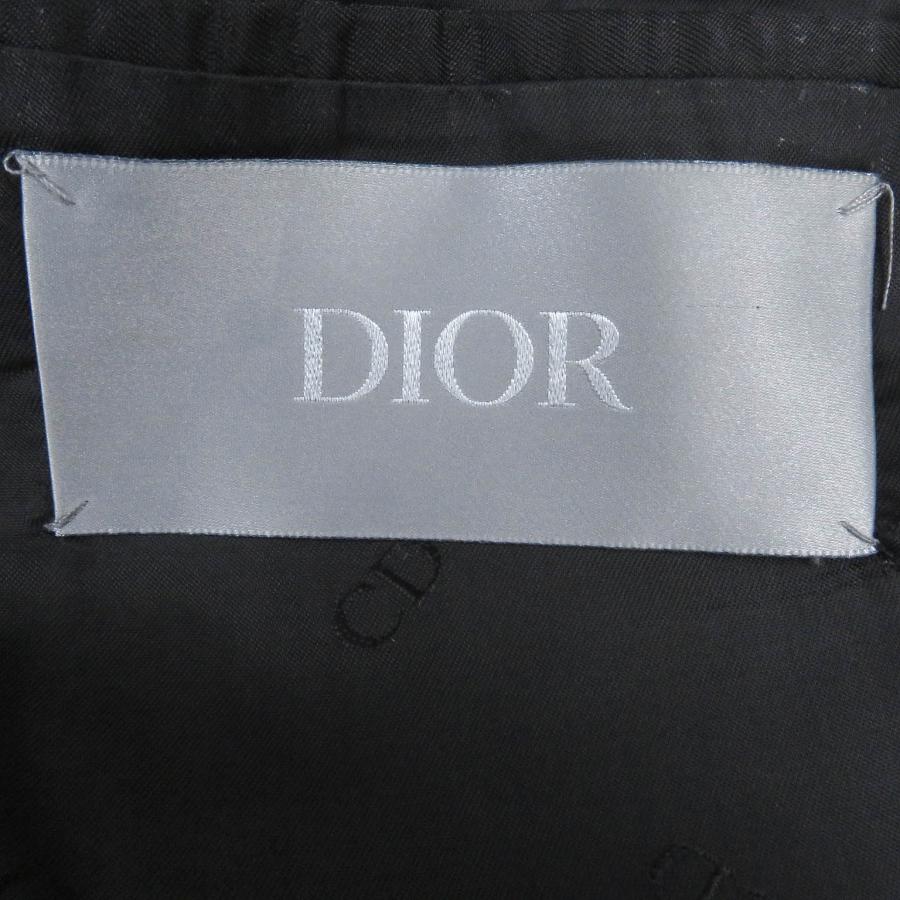 良品□DIOR ディオール オム 933C307A4602 ウール 千鳥格子柄 ベルト付き ロング チェスターコート ブラック系 44 イタリア製 正規品の画像