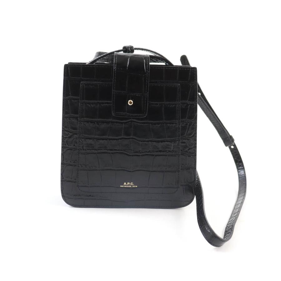極美品☆A.P.C. アーペーセー F61595 ロゴデザイン クロコダイル型押し  