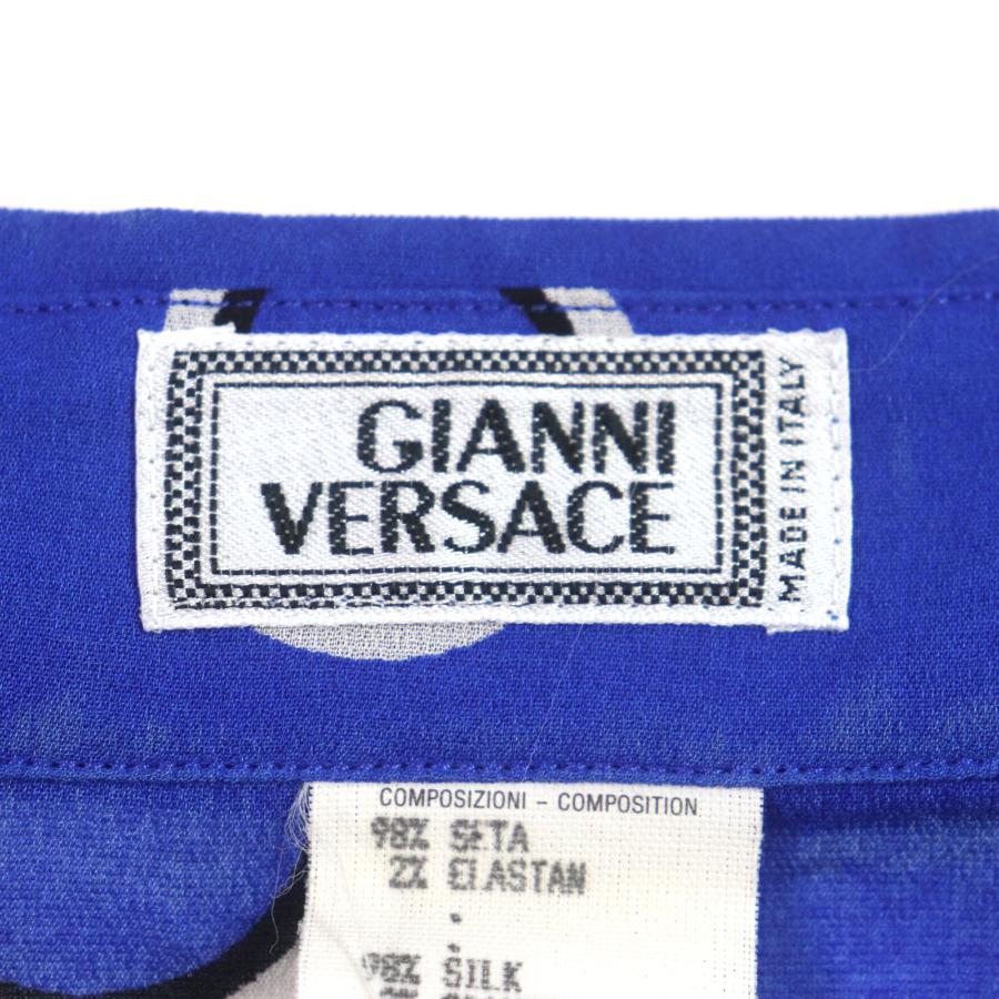 美品▽VERSACE ヴェルサーチ ヴィンテージ シルク98% ドット柄 