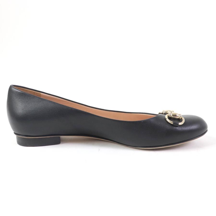 GUCCI 美品☆GUCCI グッチ 466700 ホースビット付 レザー フラット 