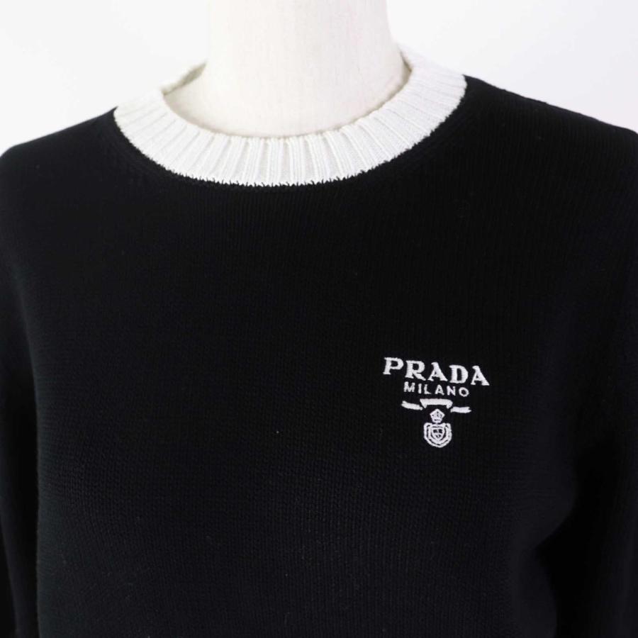 PRADA 美品◎PRADA プラダ 23年製 P24I1R コットン ロゴ クルーネック 