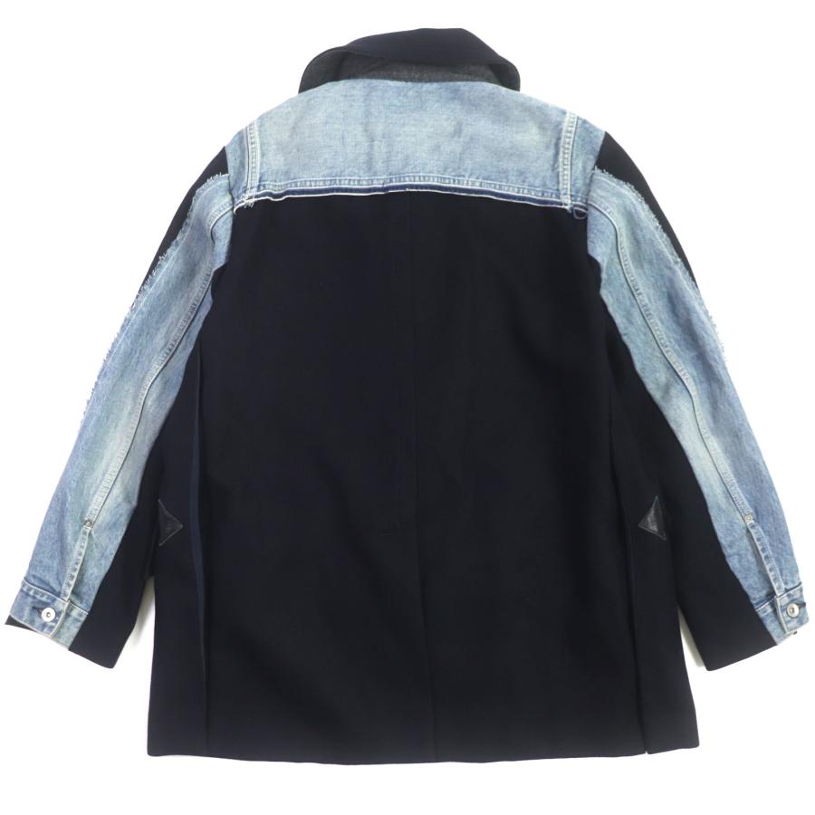 美品▽サカイ 20-02378M Wool Melton Denim Coat ドッキング デニム 