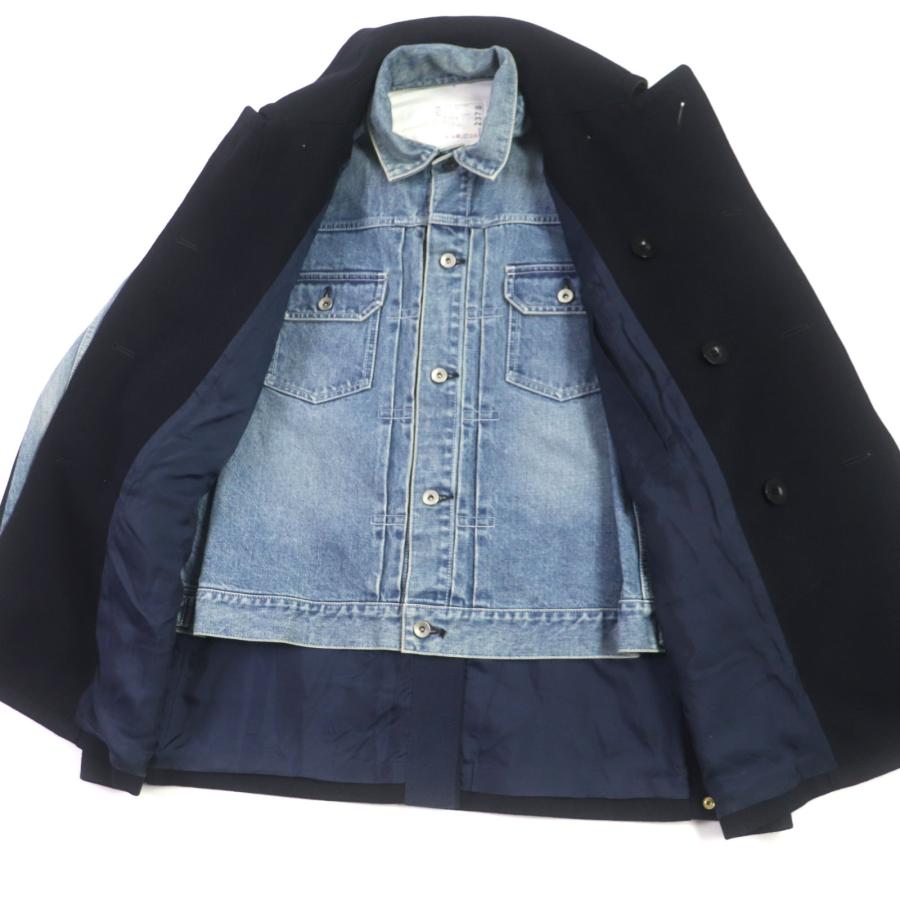 美品▽サカイ 20-02378M Wool Melton Denim Coat ドッキング デニム 