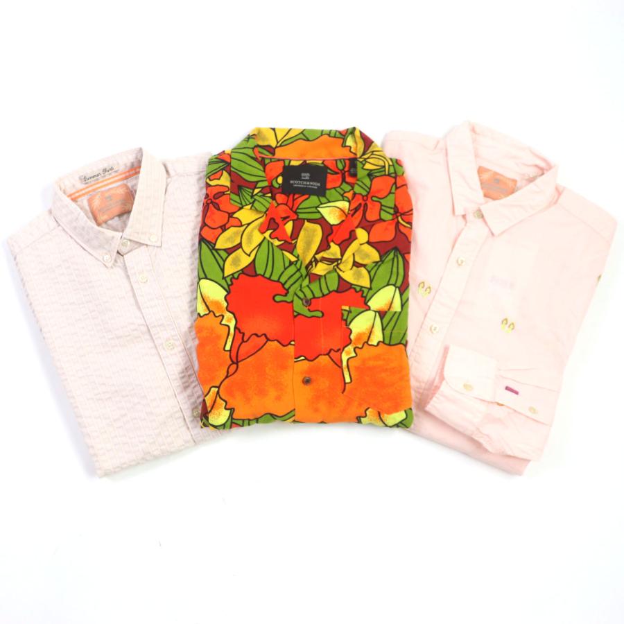 未使用品▼SCOTCH＆SODA スコッチ&ソーダ コットン100% 半袖シャツ・長袖シャツ レーヨン100% 半袖アロハシャツ 3点セット S 正規品 未使用品▽SCOTCH＆SODA スコッチ&ソーダ コットン100% 半袖シャツ