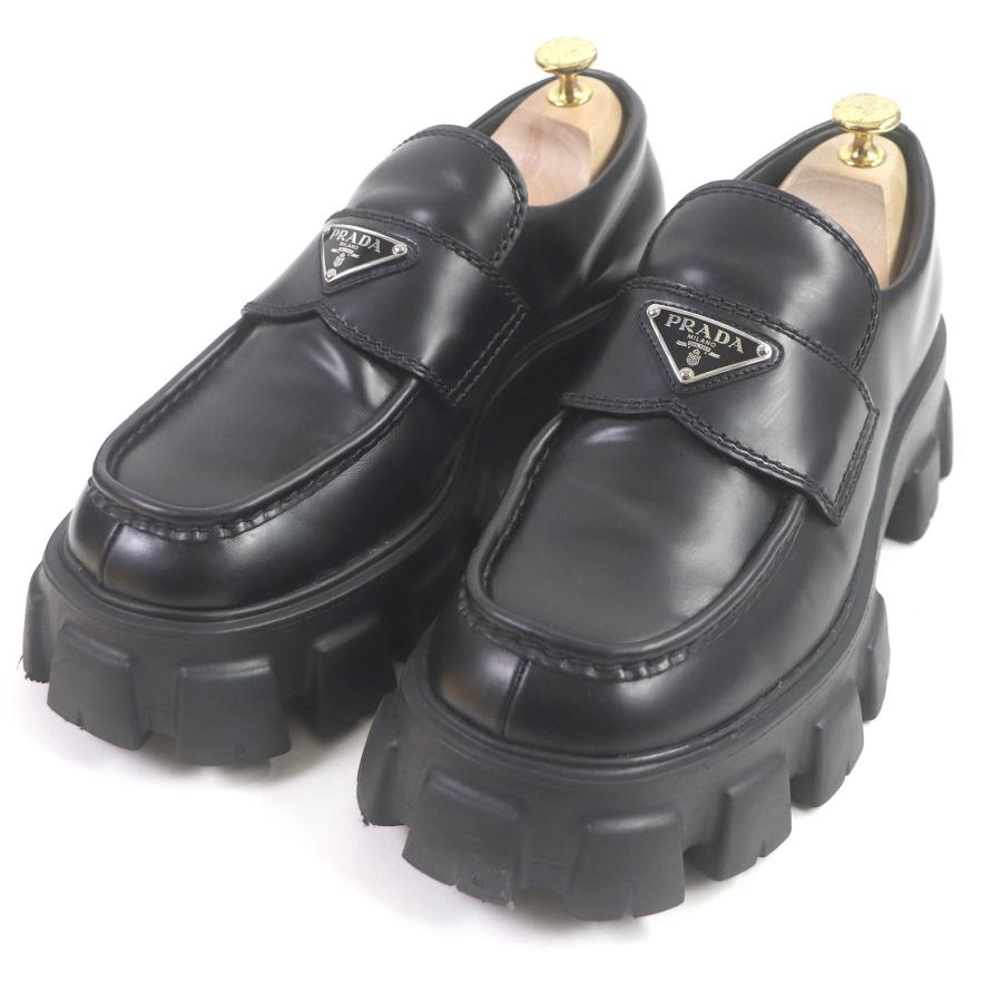 美品□PRADA プラダ 2DE129 モノリス トライアングルロゴ 三角プレート 