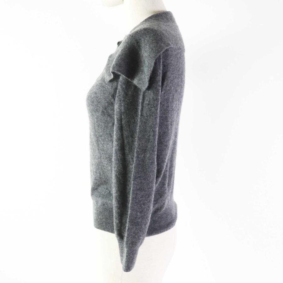 美品◎Christian Dior クリスチャンディオール 23AW 354S48AM053 カシミヤ100％ CDロゴFパールボタン BIGカラー 長袖ニット 灰 42 正規品 美品◎Christian Dior クリスチャンディオール 23AW 354S48AM053