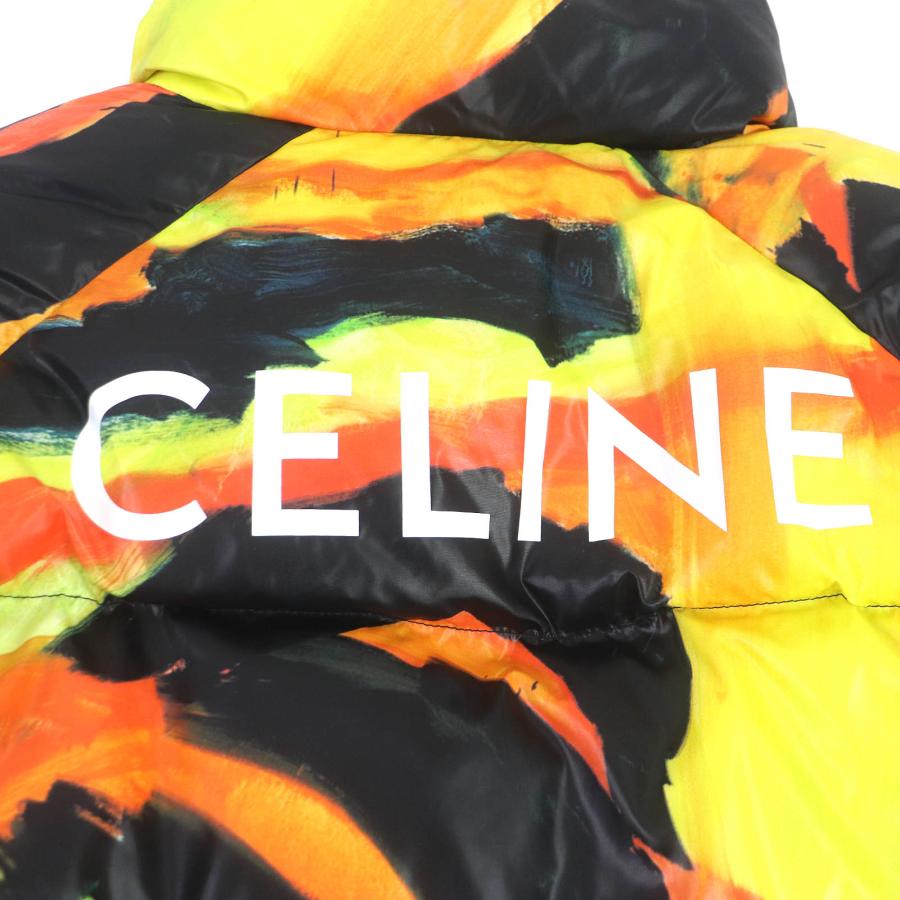 良品▼CELINE セリーヌ 21AW 2W430487O トーマス・ザウター バックロゴプリント 中綿入り パフィージャケット オレンジ ブラック 52 イタリア製 正規品 メンズ CELINE（セリーヌ） 未使用品□セリーヌ 21AW 2W430487O トーマス