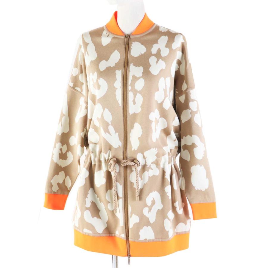 未使用品◎HERMES エルメス 2H2816DR JUNGLE LOVE ジャングルラブ シルク100％ ドローコード付 ロング丈 ジャケット ベージュ オレンジ 34 HERMES（エルメス） 未使用品◎HERMES 2H2816DR JUNGLE LOVE