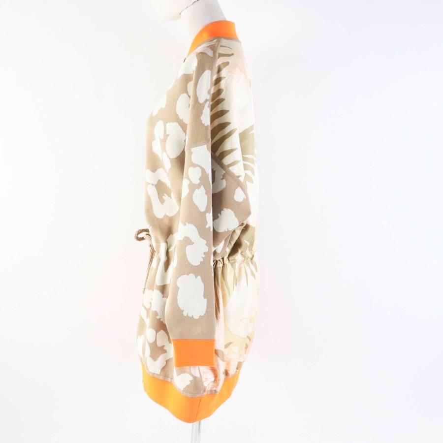 未使用品◎HERMES エルメス 2H2816DR JUNGLE LOVE ジャングルラブ シルク100％ ドローコード付 ロング丈 ジャケット ベージュ オレンジ 34_2