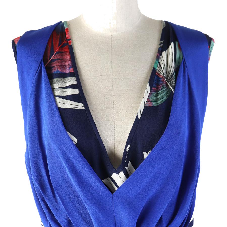 美品△レオナール シルク100% 一部総柄 レイヤードデザイン  