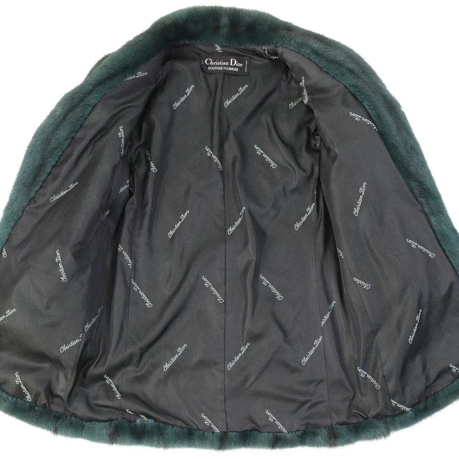 美品△クリスチャンディオール BOUTIQUE FOURRURE 裏地ロゴ総柄 ミンク 