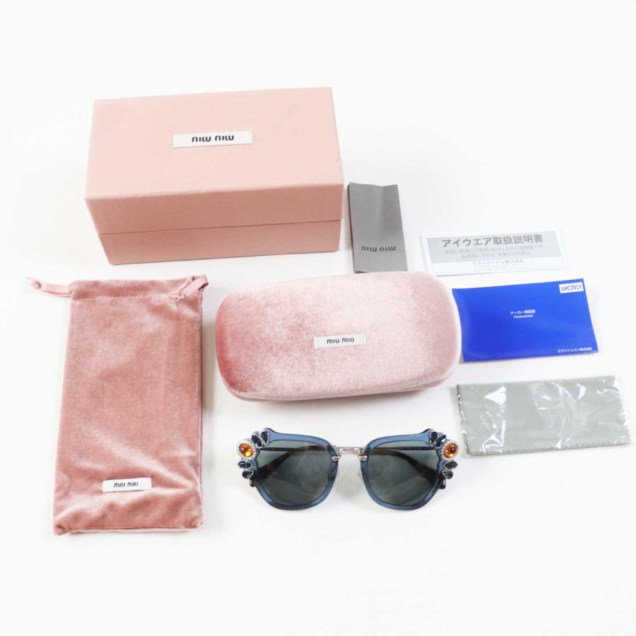 miu 未使用品◎ミュウミュウ SMU03S ビジュー付 一部べっ甲柄 オーバル 