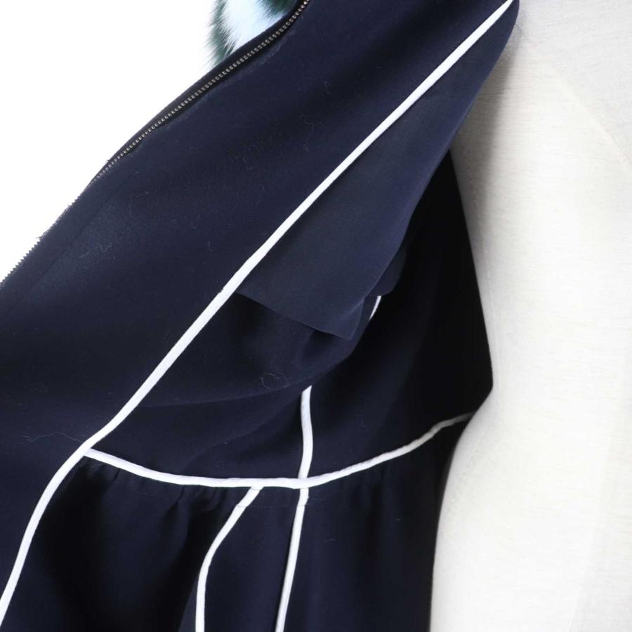 極美品◎FENDI フェンディ FF8246 ウール カシミヤ混 ラムレザー使い  