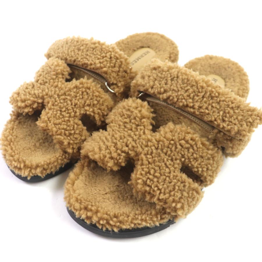 HERMES 美品▽HERMES エルメス シプレ Hロゴ ベルト付き ムートン  