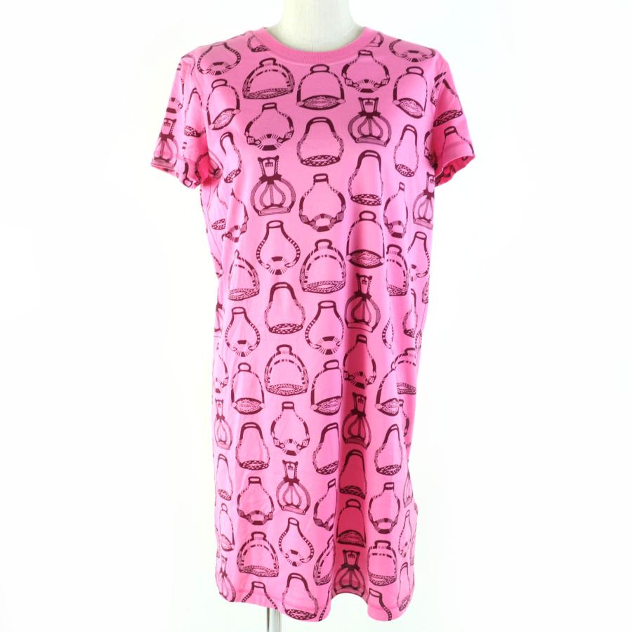 未使用品☆HERMES エルメス 3E4510DM 鐙の幻想 コットン100％ 半袖 ショートスリーブ ワンピース ピンク 36 フランス製 レディース HERMES（エルメス） 未使用品☆HERMES 3E4510DM 鐙の幻想 コットン100