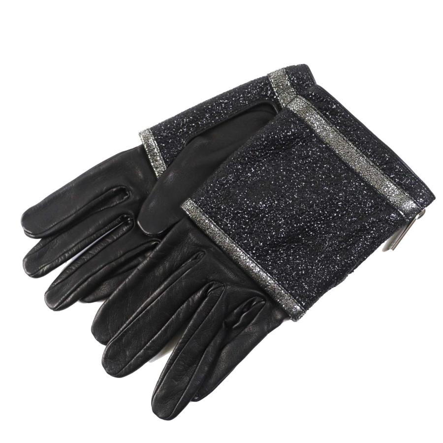 美品◎CHANEL シャネル 17K 745293 レザー ジップトップロゴ ラメ使い 
