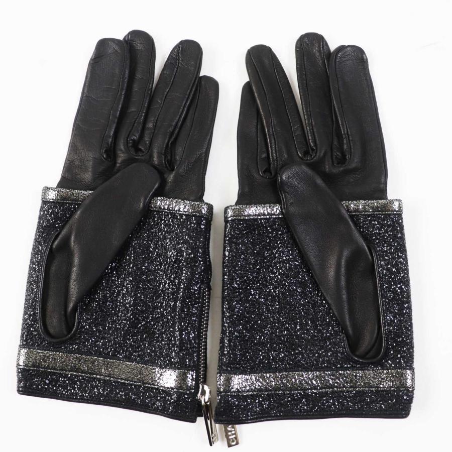 美品◎CHANEL シャネル 17K 745293 レザー ジップトップロゴ ラメ使い 
