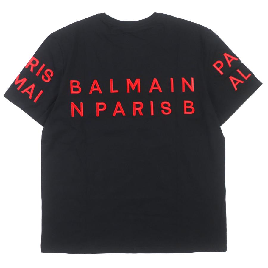 未使用品▽BALMAIN バルマン コットン100% ロゴ刺繍 クルーネック 
