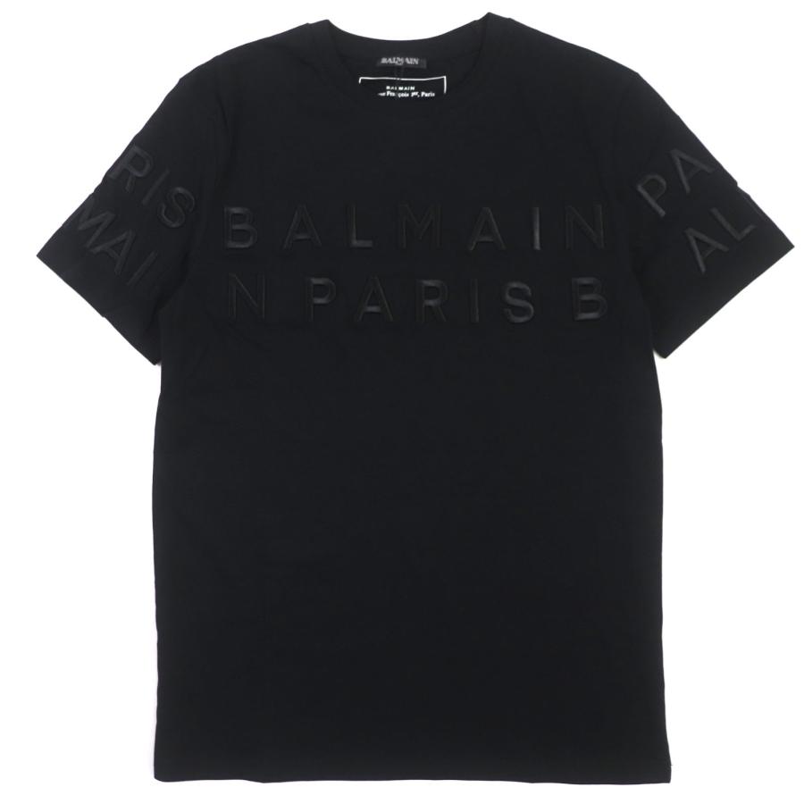 未使用品▽BALMAIN バルマン コットン100% ロゴ刺繍 クルーネック 