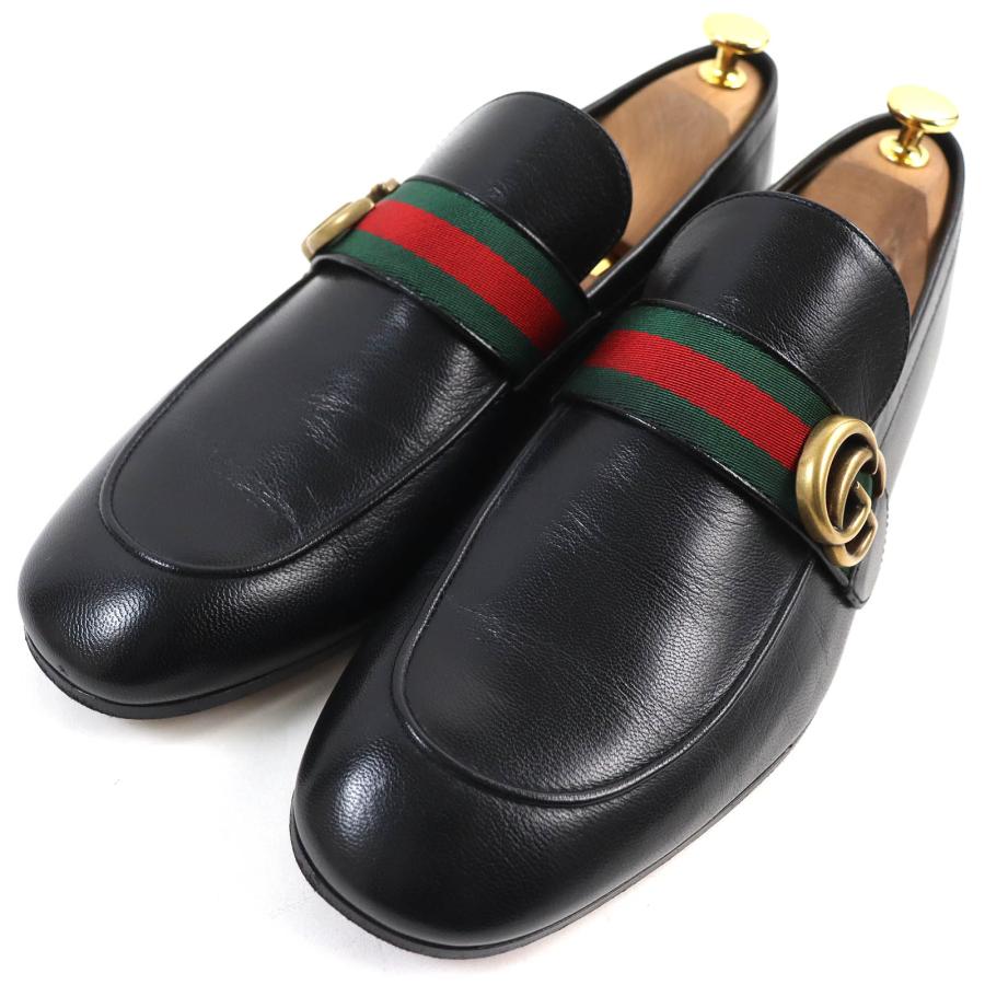 美品△GUCCI グッチ 428609 GGマーモント ウェブライン レザー 