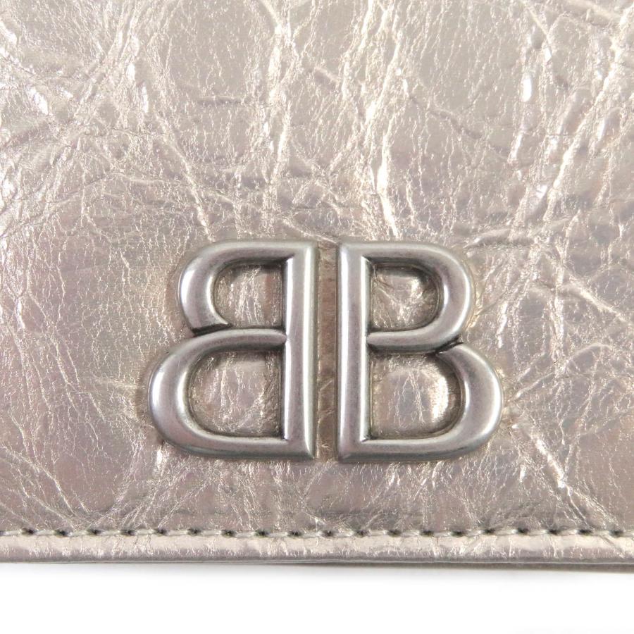 美品】バレンシアガ モナコ 二つ折り財布 シルバー BBロゴ金具