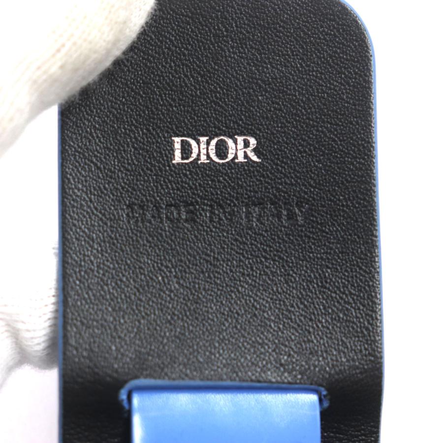 Dior AirPods イヤホンケース ブラック レザー ロゴ 箱・保存袋付 Dior HOMME 美品▽DIOR ディオール オム レザー ロゴ金具付き イヤホン