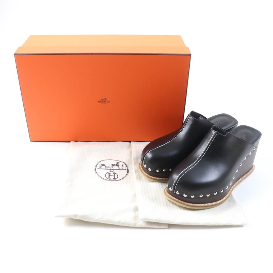 HERMES 未使用品☆HERMES エルメス アース レザー スタッズ ヒール 