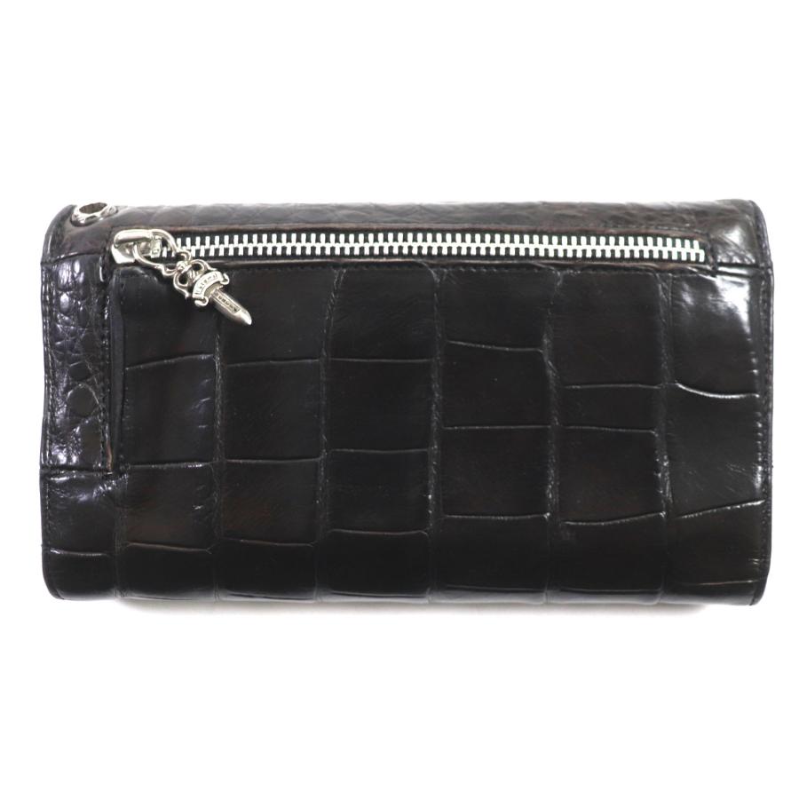 良品▽CHROME HEARTS クロムハーツ WAVE ウェーブ クロスボタン レザー
