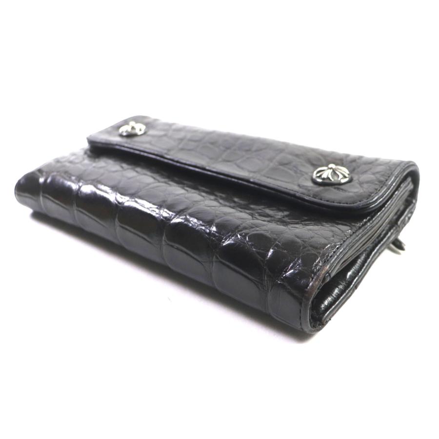 良品▽CHROME HEARTS クロムハーツ WAVE ウェーブ クロスボタン レザー