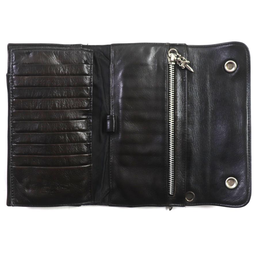 良品▽CHROME HEARTS クロムハーツ WAVE ウェーブ クロスボタン レザー