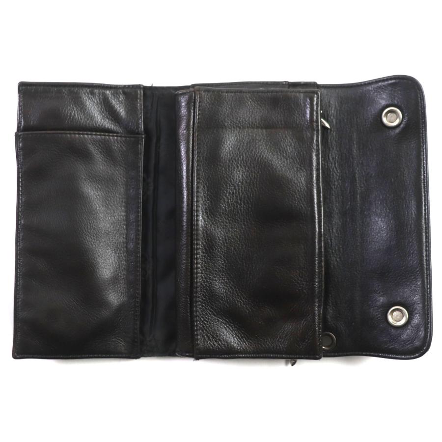 良品▽CHROME HEARTS クロムハーツ WAVE ウェーブ クロスボタン レザー
