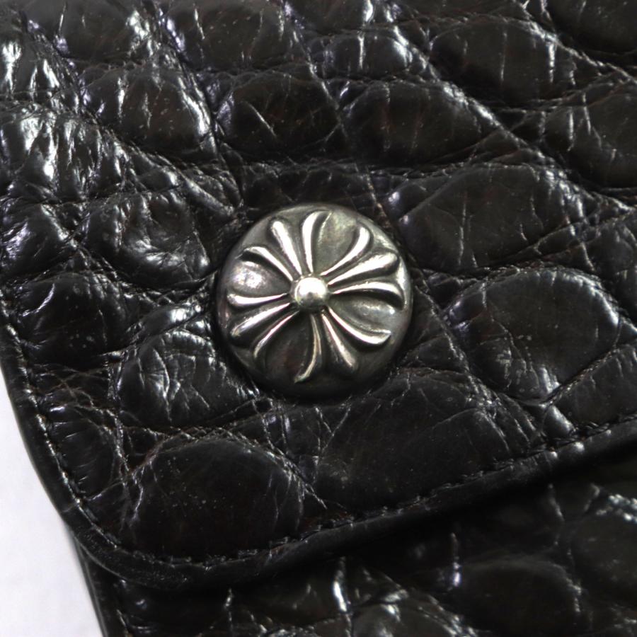 良品▽CHROME HEARTS クロムハーツ WAVE ウェーブ クロスボタン レザー