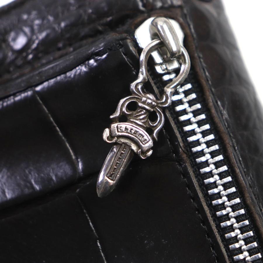 良品▽CHROME HEARTS クロムハーツ WAVE ウェーブ クロスボタン レザー