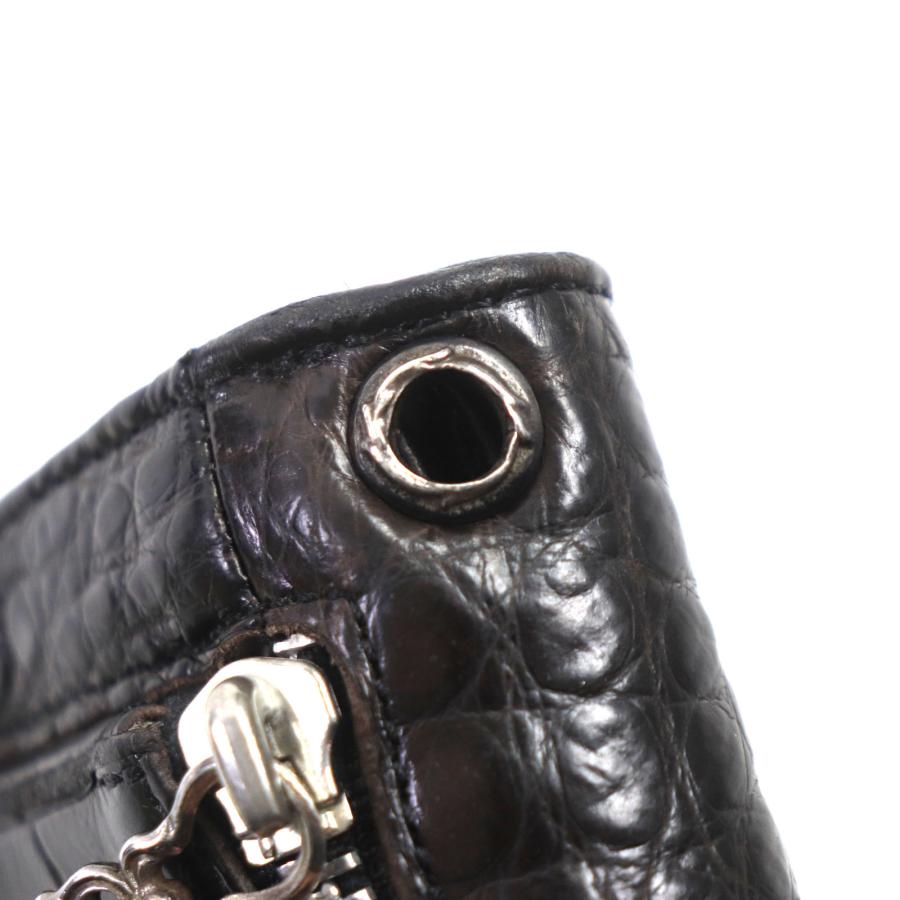 良品▽CHROME HEARTS クロムハーツ WAVE ウェーブ クロスボタン レザー