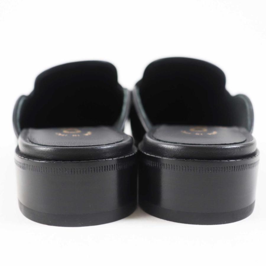 正規品シャネル ミュール ターンロック ブラック×ゴールド 36.5