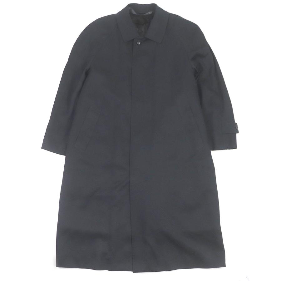 美品□Dupont デュポン シルク100％ リスファーライナー付き フライフロント ステンカラーコート ダークネイビー系 L48 日本製 メンズ 美品□Dupont デュポン シルク100％ リスファーライナー付き フライ