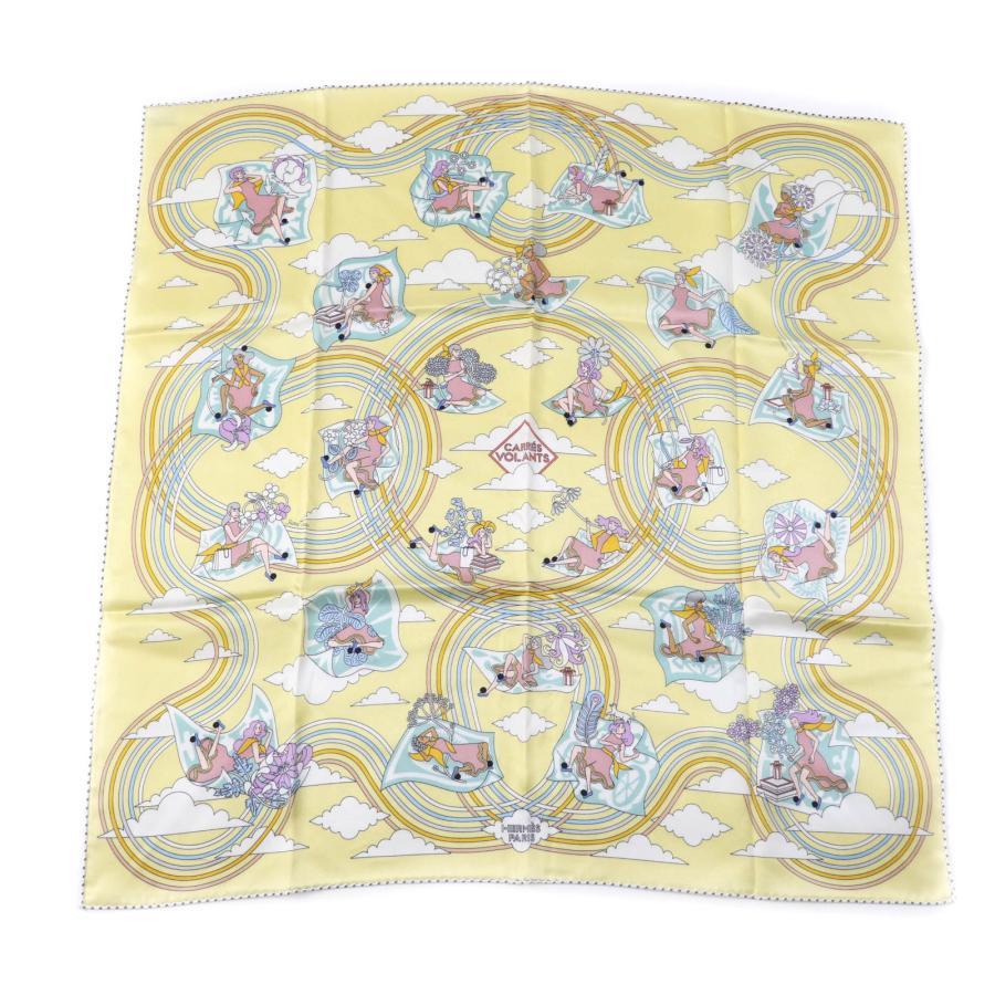 極美品☆HERMES エルメス カレ70 Carres Volants 空飛ぶカレ シルク100 