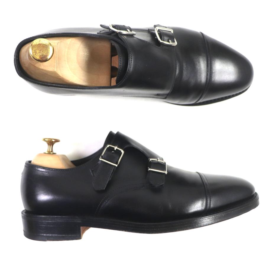 美品▼John Lobb ジョンロブ 9795 WILLIAM ウィリアム ダブルモンクストラップ ストレートチップ レザーシューズ ブラック シルバー金具 6 イングランド製 メンズ JOHN LOBB（ジョンロブ） 美品▽John Lobb 9795 WILLIAM ウィリアム