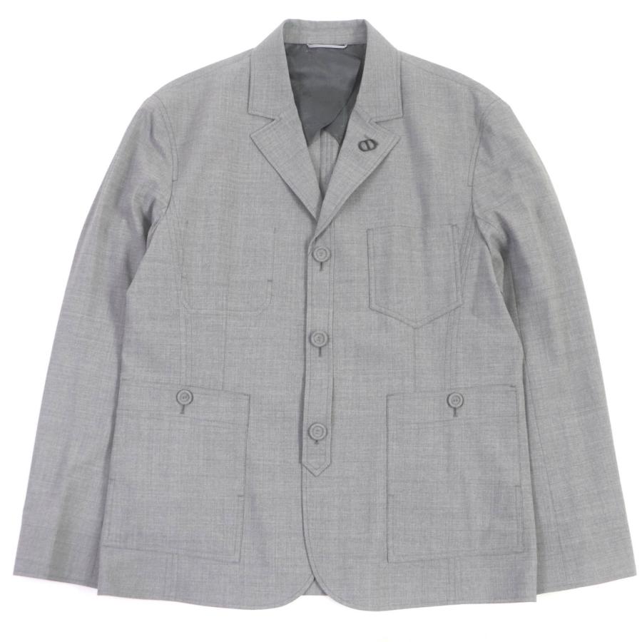 極美品□DIOR ディオール オム 23SS 313C203A5725 CDロゴラペルピン ワークウェアジャケット テーラードジャケット 46 イタリア製 正規品 Dior HOMME 極美品□DIOR ディオール オム 23SS 313C203A5725 CDロゴ