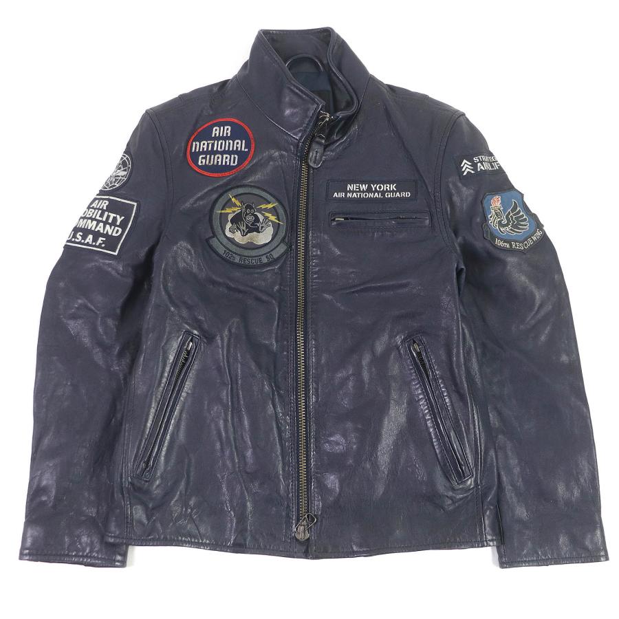 極美品□AVIREX アヴィレックス 783-3250085 ラムレザー スタンド  